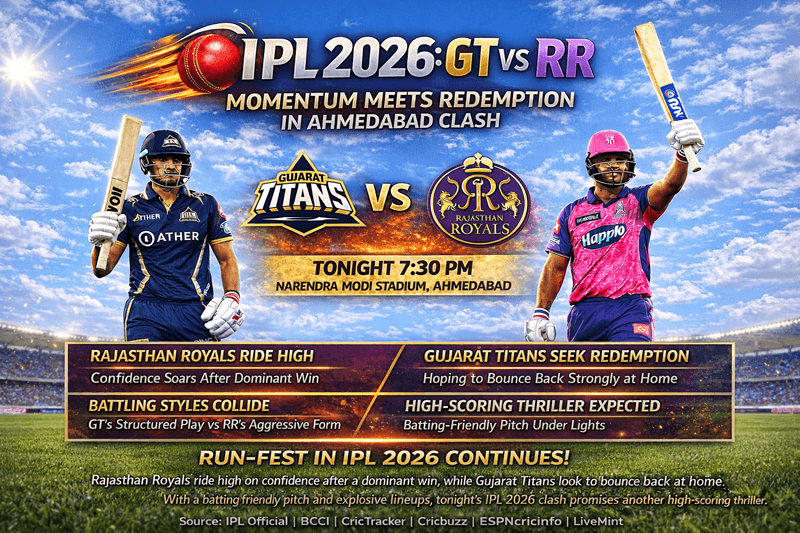 GT vs RR Clash Promises Fireworks as Momentum Meets Redemption